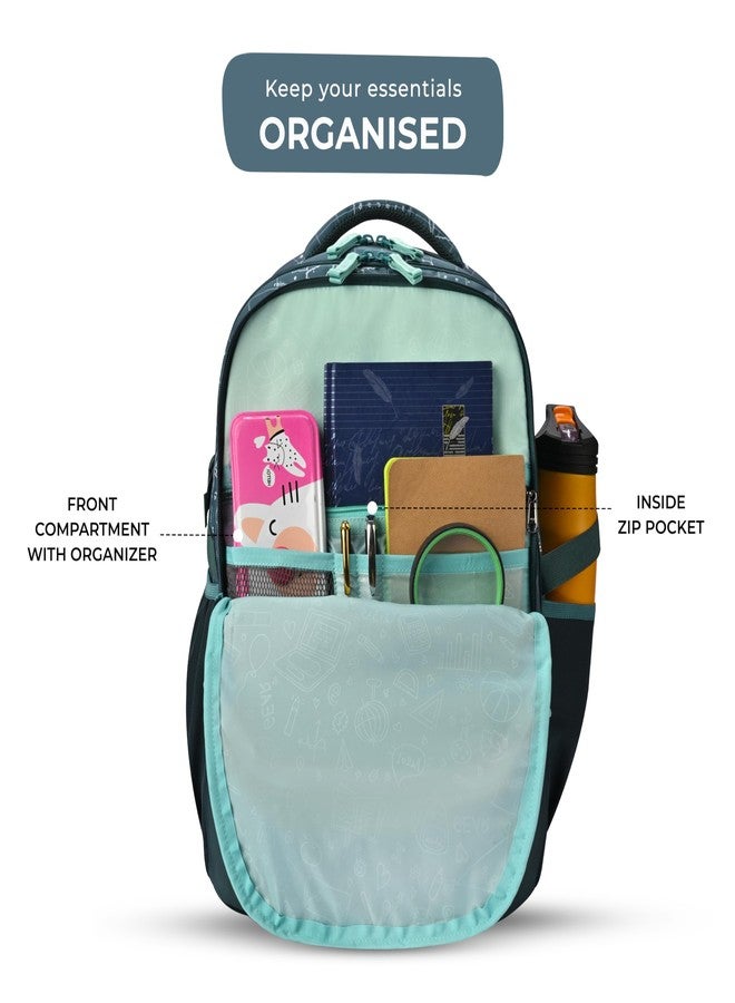 Gear Globe Trotter 4 Compartment Backpack 19"/40L Large Water Resistant School Bag/Casual 4 Compartment Backpack/Daypack/Kids Bag for Boys/Girls (Green-Mint) - Image 5